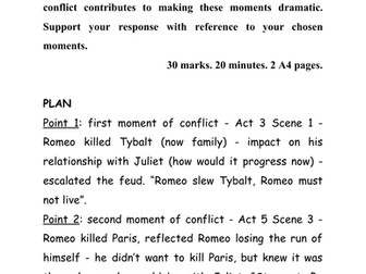 Romeo and Juliet - sample plan and answer