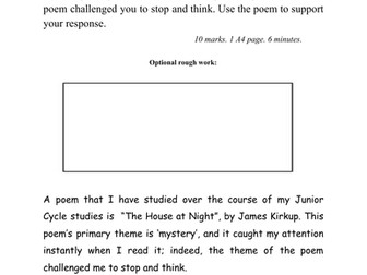 Junior Cycle poetry - sample answer