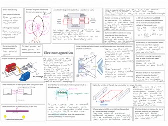 Electromagnetism revision broadsheet with answers iGCSE edexcel