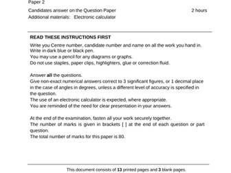 Mock Exam IGCSE Additional Maths 0606 Paper 1 and 2