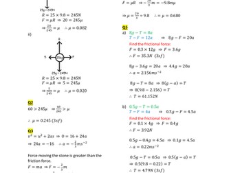 A Model for Friction Worked Solutions (New A-Level)