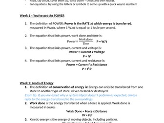 GCSE Physics Revision Tasks:5-a-day facts