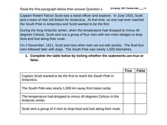 AQA Step Up To English Gold Step Adventure Unit assessment style questions