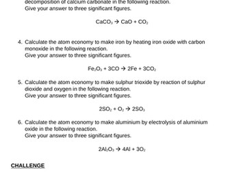 AQA GCSE Chemistry (2016 Onwards) - Calculating Percentage Yield & Atom Economy
