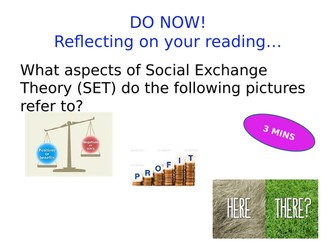 Relationships Lesson 6 - Theories of romantic relationships - Social Exchange theory