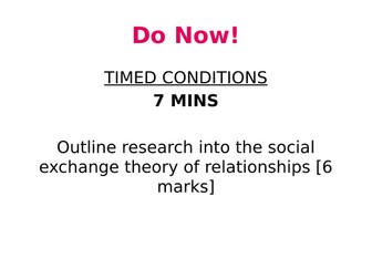 Relationships Lesson 7 - Theories of romantic relationships - Equity theory