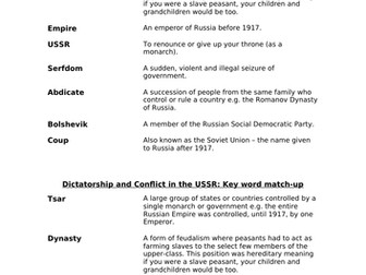 Edexcel IGCSE introduction to USSR - Dictatorship and Conflict in the USSR