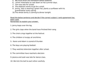 Subject / Verb Agreement