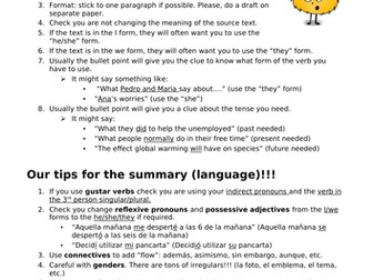 Spanish Alevel Summaries Training