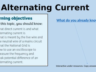 P5.1 Alternating current AQA 9-1 low ability