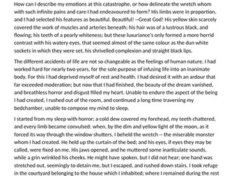 AQA Language Paper One: Frankenstein