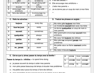 French Family: Ma famille -  Relationships & descriptions (5 Worksheets GCSE)