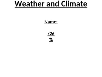 Year 7 Weather and Climate Geography Test