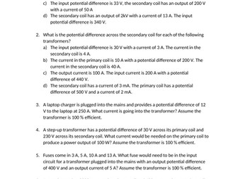 Transformer Power Equations