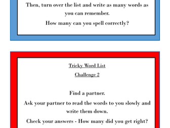 Tricky Word Challenge Cards