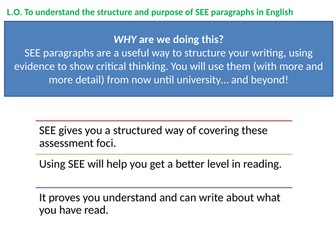 PEE / SEE Paragraphs - English