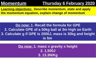 Momentum GCSE differentiated lesson