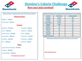 Domino's Pizza Calorie Workout