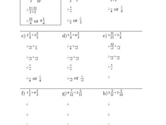 Multiplying Mixed Numbers - Worksheet