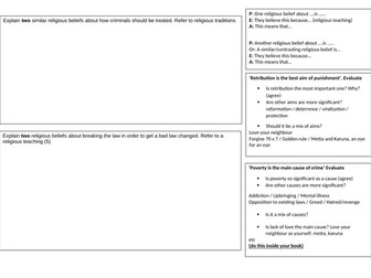 AQA Religious Studies Revision worksheet for Themes E and F