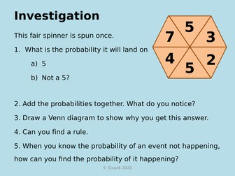 Quick Maths Investigation - Probability - Mutually Exclusive Events