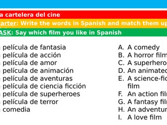 Present tense - cartelera del cine - 4 LESSONS