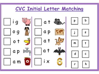 CVC Word Initial Letter Matching SEN/EYFS