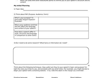 How to write a speech - planning support
