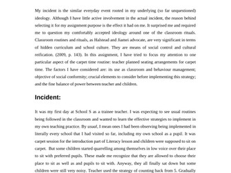 PGCE  assignment, Critical Thinking, Critical Incident Analysis