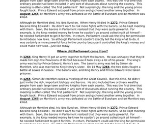 Creation of Parliament