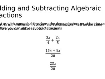Algebraic Fractions Pack