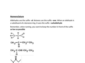 A-level Chemistry Carbonyl Chemistry powerpoint and work booklet for students