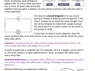 KS3 Electricity and Magnetism unit topic revision booklet