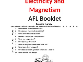 KS3 Electricity and Magnetism AFL booklet with mark scheme