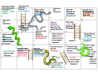 Languages Celebration Snakes and ladders game