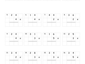 Short Column Multiplication Sheets Differentiated 2 digit x 1 digit