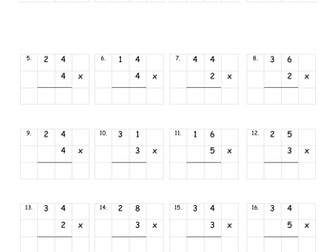 Short Column Multiplication Sheets Differentiated 2 digit x 1 digit