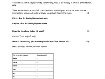 NEW Tchaikovsky Eduqas A Level Music Rhytmic & Melodic Dictation Exam Question