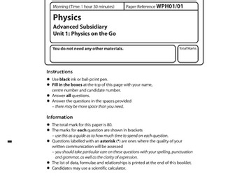 Edexcel Alevel Physics Unit 1 January 2019- Solved Question paper