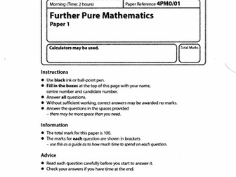 Edexcel IGCSE Further Pure Mathematics Paper1 January 2019- Solved Question Paper