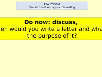 Edexcel transactional writing using Dave's perfomance from the BRITS