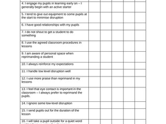Behaviour Management Reflection Tool