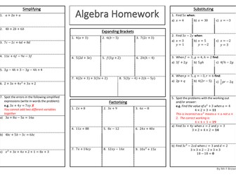 Mixed Basic Algebra -  Worksheet