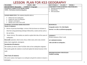 Lesson Plan for KS3 Geography: Seven Weeks Lesson Plan.