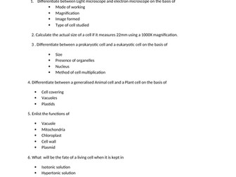 Cell Biology- Conceptual questions