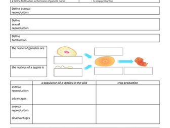 Revision workbook for Reproduction  - Cambridge IGCSE Biology 0610
