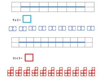 Repeated addition on a numberline - Year 1 using Numicon