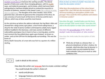 Jekyll and Hyde Chapter 4 to Practise English Language Paper 1:  Q2 and 3