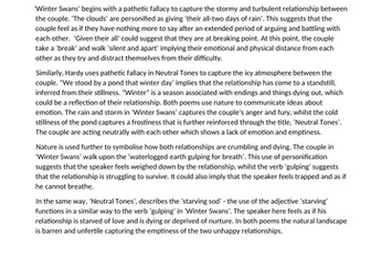 Winter Swans and Neutral Tones Comparison Poems - Love and Relationships - Poetry Cluster