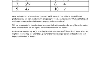 Multiplying terms rich task